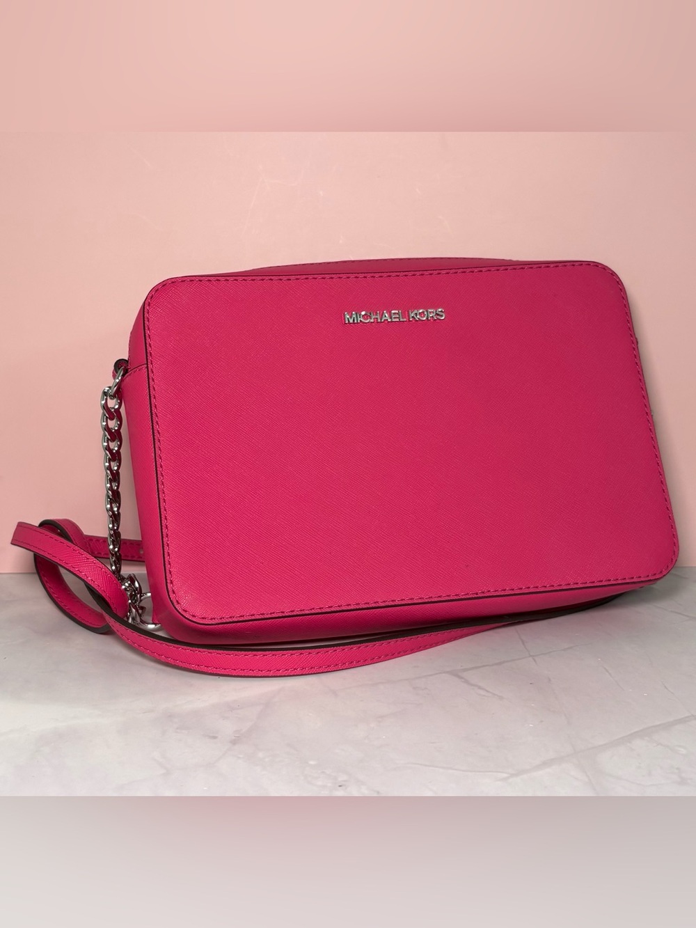 🩷 Michael Kors Hot Pink Saffiano Leather Crossbody Bag